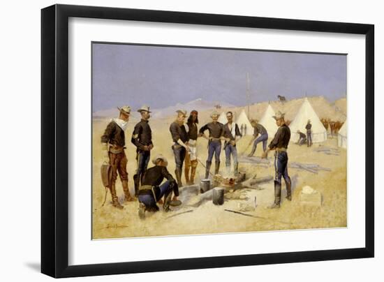 Roasting the Christmas Beef In A Cavalry Camp, c.1892-Frederic Remington-Framed Giclee Print