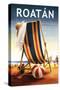 Roatan - Beach Chair and Ball-Lantern Press-Stretched Canvas