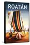 Roatan - Beach Chair and Ball-Lantern Press-Framed Stretched Canvas