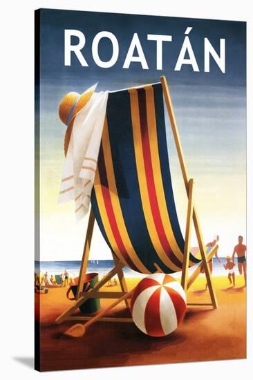 Roatan - Beach Chair and Ball-Lantern Press-Stretched Canvas