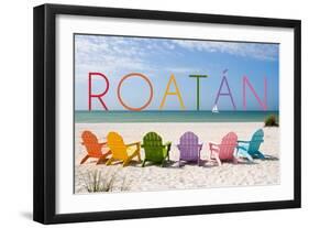 Roatan - Colorful Beach Chairs-Lantern Press-Framed Art Print