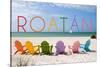 Roatan - Colorful Beach Chairs-Lantern Press-Stretched Canvas