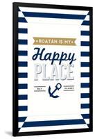 Roatan is my Happy Place - Stripes-Lantern Press-Framed Art Print