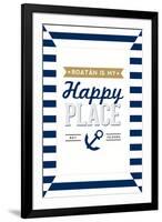 Roatan is my Happy Place - Stripes-Lantern Press-Framed Art Print