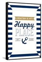 Roatan is my Happy Place - Stripes-Lantern Press-Framed Stretched Canvas