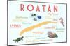 Roatan - Typography and Icons-Lantern Press-Mounted Art Print