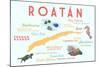 Roatan - Typography and Icons-Lantern Press-Mounted Art Print