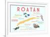 Roatan - Typography and Icons-Lantern Press-Framed Art Print