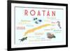 Roatan - Typography and Icons-Lantern Press-Framed Art Print