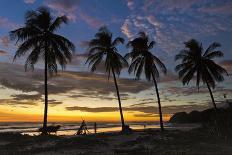 Surfer and Palm Trees at Sunset on Playa Guiones Surf Beach at Sunset-Rob Francis-Photographic Print