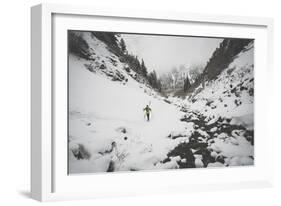 Rob Lea Hikes 200 Ft To Hwy Out Of Tanner's Chute, 3500 Ft Ski/Snowboard Couloir, Wasatch Mts, Utah-Louis Arevalo-Framed Photographic Print