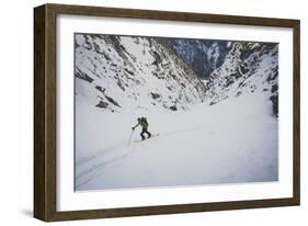 Rob Lea Hikes Up Tanner's Chute, A 3500 Foot Ski/Snowboard Couloir In The Wasatch Mountains, Utah-Louis Arevalo-Framed Photographic Print