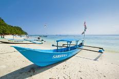 Outrigger Fishing Boat and People Pulling Net in by Hand to Shore Near Batu Karas-Rob-Photographic Print