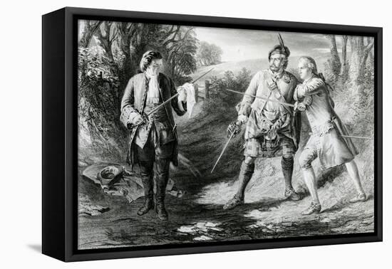Rob Roy Parting Duellists Rashleigh and Francis Osbaldistone, Engraved by John Le Conte-James Blake McDonald-Framed Stretched Canvas