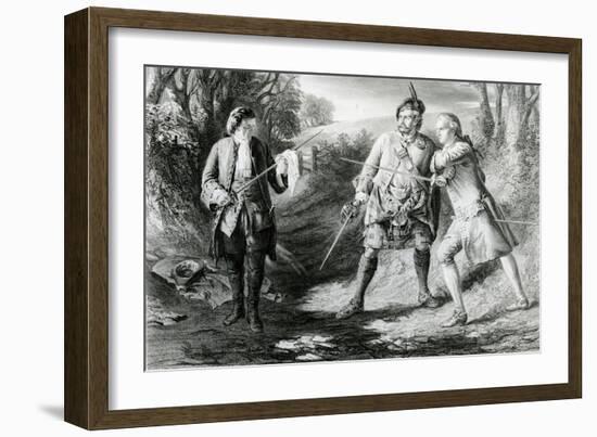 Rob Roy Parting Duellists Rashleigh and Francis Osbaldistone, Engraved by John Le Conte-James Blake McDonald-Framed Giclee Print