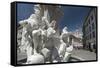 Robba fountain in Town Square and the Cathedral of St. Nicholas in the background, Ljubjlana, Slove-Sergio Pitamitz-Framed Stretched Canvas