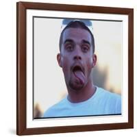 Robbie Williams Sticking His Tongue Out to Photographers at T in the Park Festival-null-Framed Photographic Print