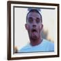 Robbie Williams Sticking His Tongue Out to Photographers at T in the Park Festival-null-Framed Photographic Print