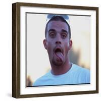 Robbie Williams Sticking His Tongue Out to Photographers at T in the Park Festival-null-Framed Photographic Print