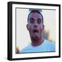 Robbie Williams Sticking His Tongue Out to Photographers at T in the Park Festival-null-Framed Photographic Print