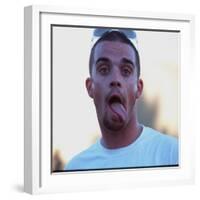 Robbie Williams Sticking His Tongue Out to Photographers at T in the Park Festival-null-Framed Photographic Print