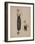 Robe crêpe satin noir, corsage mousseline de soie noire, roses velours noir à la taille-Madeleine Vionnet-Framed Giclee Print