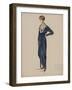 Robe de satin souple bleu garnie dentelle devant quille de satin garnie choux de cornette bleu-Madeleine Vionnet-Framed Giclee Print