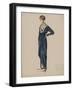 Robe de satin souple bleu garnie dentelle devant quille de satin garnie choux de cornette bleu-Madeleine Vionnet-Framed Giclee Print