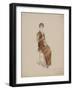 Robe de velours mousseline marron, manches à volants mousseline-Madeleine Vionnet-Framed Giclee Print
