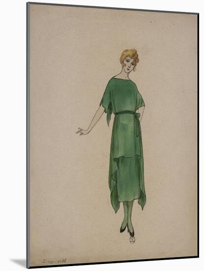 Robe grecque crêpe de Chine vert-Madeleine Vionnet-Mounted Giclee Print