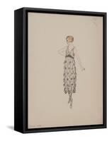 Robe mousseline de soie blanche, bord et petits noeuds tissu lamé argent-Madeleine Vionnet-Framed Stretched Canvas