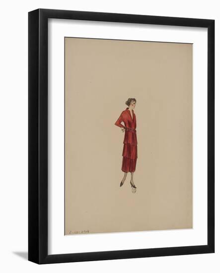 Robe serge rouge petits volants plissés-Madeleine Vionnet-Framed Giclee Print