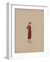 Robe serge rouge petits volants plissés-Madeleine Vionnet-Framed Giclee Print