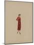 Robe serge rouge petits volants plissés-Madeleine Vionnet-Mounted Giclee Print