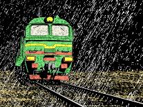 Vector Illustration of a Russian Train in Rain at Night-Robert Adrian Hillman-Premium Giclee Print