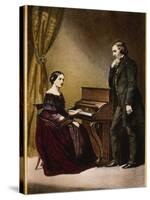 Robert and Clara Schumann, C.1850-null-Stretched Canvas