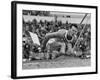 Robert B. Mathias Grimacing with the Effort of His 22 Foot 11 Inch Leap at 1952 Olympics-Mark Kauffman-Framed Premium Photographic Print