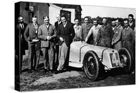 Robert Benoist with a Cigarette, Leaning Against a Delage 15-S8, 1927-null-Stretched Canvas