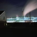 Church next to Factory at Night-Robert Brook-Photographic Print