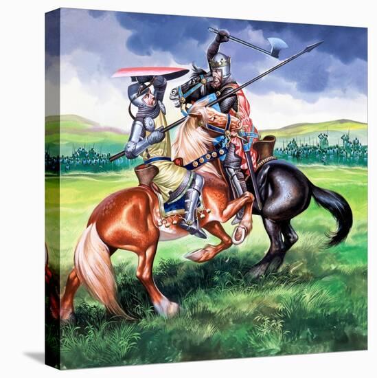 Robert Bruce About to Kill Sir Henry De Bohum-Ron Embleton-Stretched Canvas