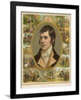 Robert Burns Scottish National Poet Portrait Surrounded by His Creations-null-Framed Photographic Print