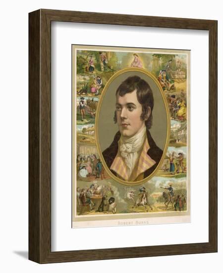 Robert Burns Scottish National Poet Portrait Surrounded by His Creations-null-Framed Photographic Print