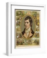 Robert Burns Scottish National Poet Portrait Surrounded by His Creations-null-Framed Photographic Print