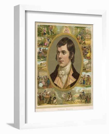 Robert Burns Scottish National Poet Portrait Surrounded by His Creations-null-Framed Photographic Print