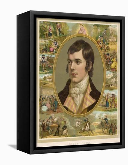 Robert Burns Scottish National Poet Portrait Surrounded by His Creations-null-Framed Stretched Canvas