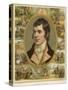 Robert Burns Scottish National Poet Portrait Surrounded by His Creations-null-Stretched Canvas