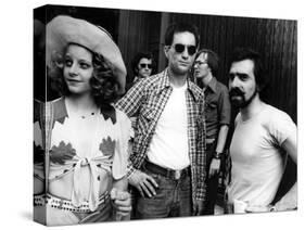 Robert by Niro, Jodie Foster and le realisateur Martin Scorsese sur le tournage du film Taxi Driver-null-Stretched Canvas