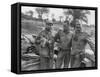 Robert Capa (Left) and Ernest Hemingway (Right) with their Driver U.S. Army Driver-null-Framed Stretched Canvas