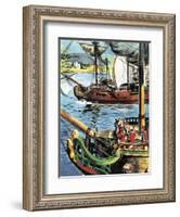 Robert Clive Sails Up the Bay of Bengal to the Mouth of the Ganges-English School-Framed Giclee Print