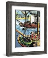 Robert Clive Sails Up the Bay of Bengal to the Mouth of the Ganges-English School-Framed Giclee Print